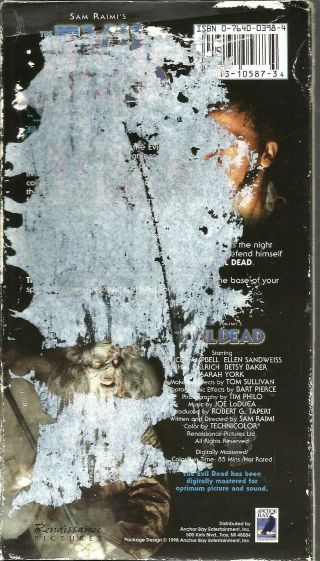 The Evil Dead VHS 1998 Bruce Campbell Ellen Sandweiss Betsy Baker Sam Raimi VTG 2