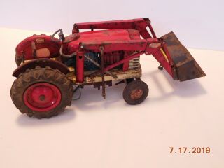 Vtg Toy Remote Tin Battery Operated Ford 4000 Industrial Tractor Front End Loade