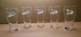 Set Of 5 Vintage Enjoy Coca Cola Enjoy Coke Clear 6 " Bell Glasses White Letters