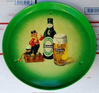 Vintage Heineken Beer Metal Tray (double Sided) There Is Happiness In.