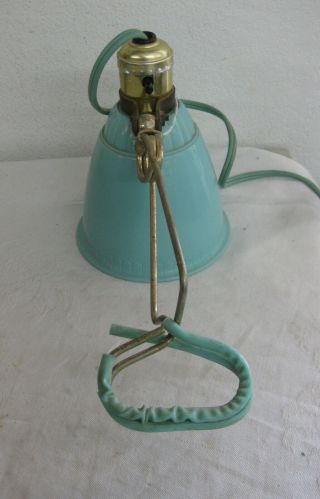 Vintage TURQUOISE Plastic BED Light LAMP Clip - on RETRO Mid Century 2