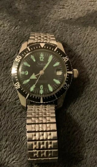 Vintage Swiss Made Sheffield Allsport Dive Divers Watch With Band Runs 2