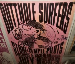 Stone Temple Pilots Butthole Surfers Signed Vtg 1993 Show Tour Concert Poster