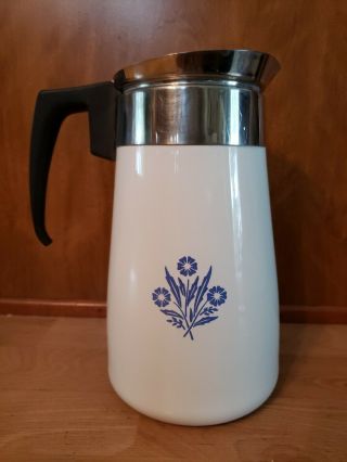 Vintage Corning Ware 9 Cup Stove Top Coffee Maker/pot Peculator Cornflower Blue