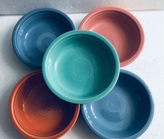 Vintage Set Of 5 Fiestaware Fiesta Cereal Bowl 6 7/8”pre - Owned,  Mixed Color