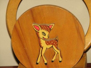 Vintage Retro Bambi Wood Napkin Letter Holder Mid Century