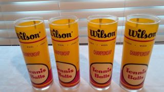 Set Of 4 Vintage Wilson Tennis Balls Glasses Yellow Red - Tall Tumbler