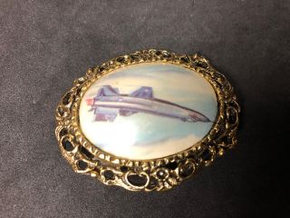 X - 15 Rocket Ship Powered Airplane Brooch Jewelry Nasa Aircraft Vintage Gold Tone