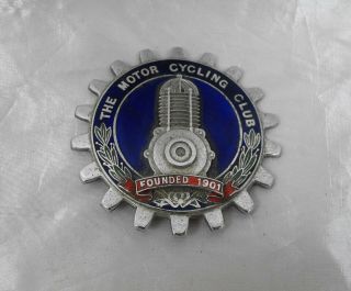 Vintage Motorcycle Club Badge Chrome And Enamel - Fixings