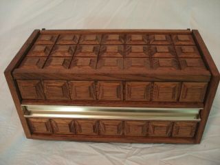 Vtg 1970s Western Electric Executive Desk Phone Wood Oak Box Push Button
