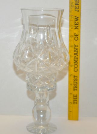 Block Olympic Cut Crystal Candle Holder 2 Piece Hurricane Lamp Globe 11 3/4 "