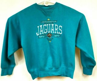 90s Vintage Jacksonville Jaguars Sweatshirt Medium,  Brandon Sportswear,  Blue