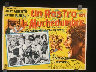 " A Face In The World " Vintage Mexican Lobby Card Andy Griffith Patricia Neal A185
