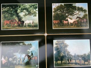 Vintage Clover Leaf Place Mats Horses And Countryside Set Of 4 Cork Backed Box