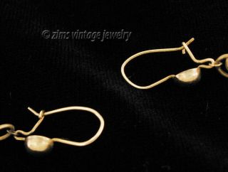 Vintage 1930’s ART DECO era Brass repousse Curly Q Swirl wire dangle EARRINGS 3