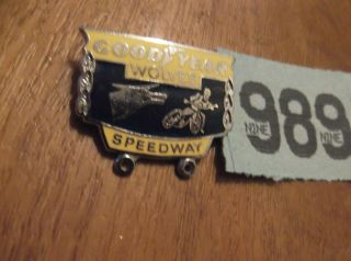 Vintage Speedway Enamel Badge Goodyear Wolves