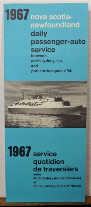 1967 Nova Scotia Newfoundland Vintage Cn Ferry Brochure Schedule Rate Sheet B