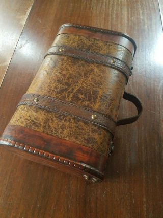 Vintage Childs Suitcase Wood Leather