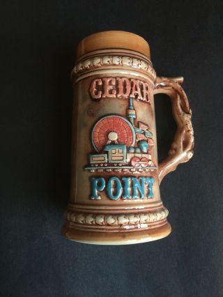 Cedar Point Vintage Ceramic Stein Mug - Space Needle 70s - 80s B1