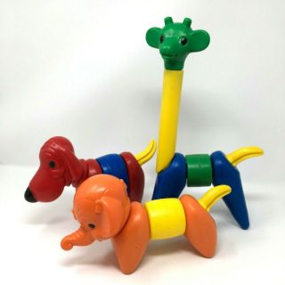 Vintage Zoo - It - Yourself Tupperware Toys Animal Set Elephant Dog Giraffe Complete