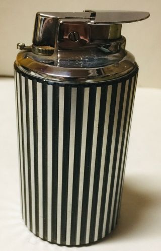 Vintage Ronson Lighter Aluminum & Black Enamel 4”barrel Shape W.  Germany -