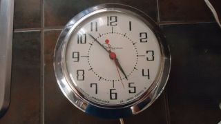 Vintage Ingraham Chrome Electric Kitchen Wall Clock