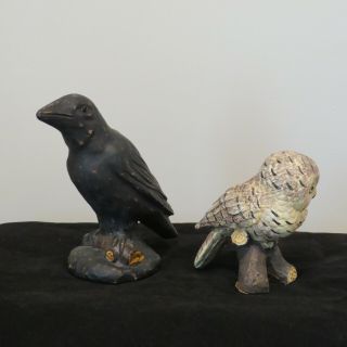 Vintage Ragon House Halloween Figurines Owl & Crow or blackbird large 2