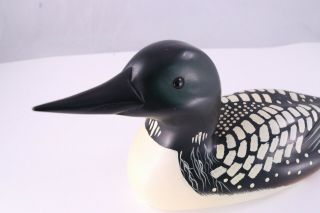 Vintage Dated 1986 Hand Carved Painted Wood Loon Decoy Duck Glass Eye 15 