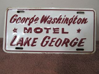 Vtg 1964 Advertising License Plate George Washington Motel Lake George