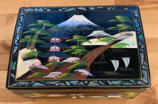 Vintage Japanese Jewelry Box Hand Painted