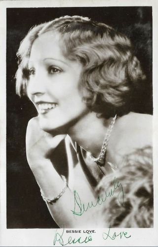 Bessie Love (silents Star/broadway Melody) Hand - Signed 1920s Vintage Postcard