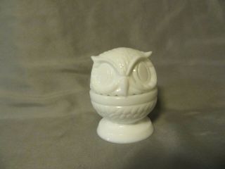 Vintage Fenton Two Piece Owl White Milk Glass Ring Holder 4 "