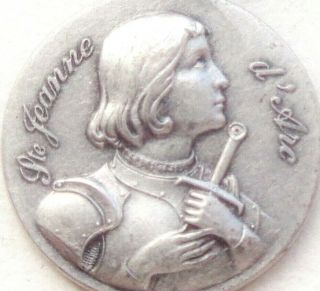 Saint Joan Of Arc Holding Her Sword - Vintage Medal Pendant