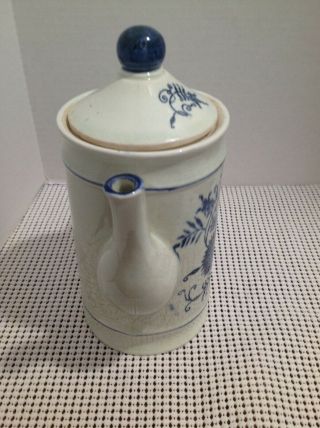 Vintage Blue Onion Flower Tea/Coffee Pot 3