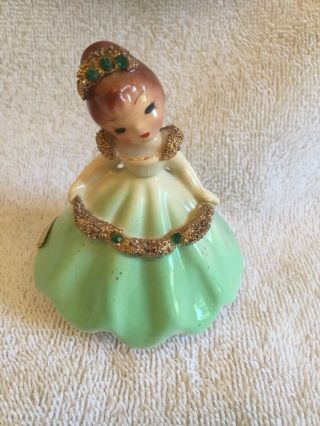 Vintage Josef Originals Tilt Head Doll Of The Month “may” Green Dress & Gems Nr