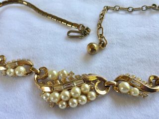 Vintage Trifari Necklace - Pearls & Clear Stones