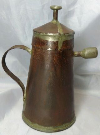 Antique MINERS OIL WICK LAMP Vintage Coal Miners Teapot Torch Mine Mini Light 2