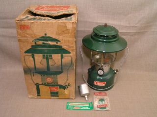 1971 Vintage Coleman 228f 2 - Mantle Big Hat Lantern W/box,  Funnel & Nos Generator