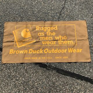 Vintage Carhartt Brown Duck Outdoor Wear Canvas Advertising Display Banner Sign