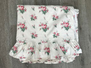 Vintage Ralph Lauren King Ruffled,  Floral Flat Sheet,  Cottage,  Country,  Shabby