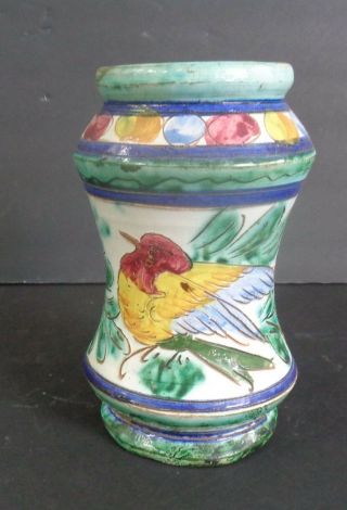 Vintage Terracotta Ceramic Incised Hand Painted Glazed Vase Made In Italy Signed
