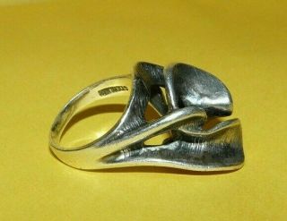 Vtg Mid - Century Modernist Brutalist Sterling Silver Abstract Ring Size 6 11.  5g