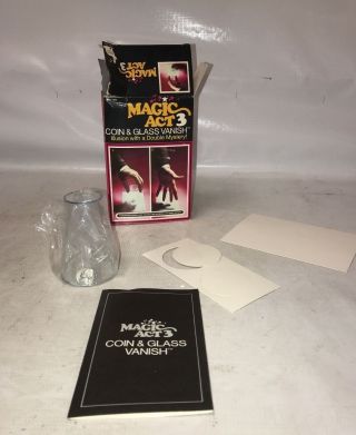 Vintage 1975 Magic Act 3 Coin And Glass Vanish Trick 6293