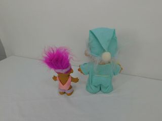 Vintage 1990 ' s Russ Bedtime Troll Doll with Teddy and Workout Girl Troll 4