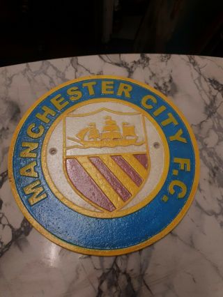 Vintage Style Manchester City Fc Man City Football Heavy Cast Iron Plaque Badge