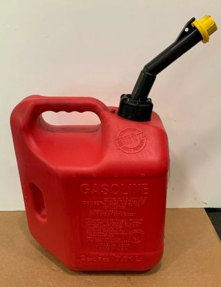 VINTAGE BLITZ 2 GAL.  8 OZ.  GAS/FUEL CAN WITH PRE - BAN VENTED SPOUT.  MADE IN USA 2