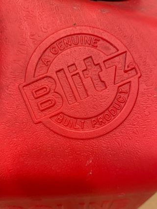 VINTAGE BLITZ 2 GAL.  8 OZ.  GAS/FUEL CAN WITH PRE - BAN VENTED SPOUT.  MADE IN USA 4