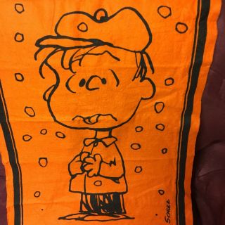 Vtg 70 ' s Linus Orange Polluted Snowflakes Banner Felt Schultz RARE hard to find 2