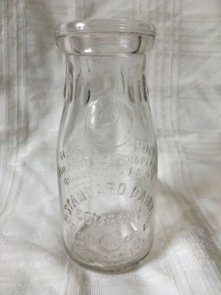 Vintage Half Pint Milk Bottle Standard Dairy Co.  Chicago Illinois Kildare Avenue