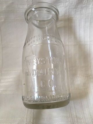 Vintage Half Pint Milk Bottle Keystone Dairy Chicago Illinois 1926 Armitage Ave 8
